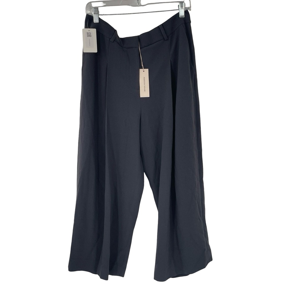 Rebecca Taylor Women's James Pant Wide Leg Stormy Grey Crepe Size 10